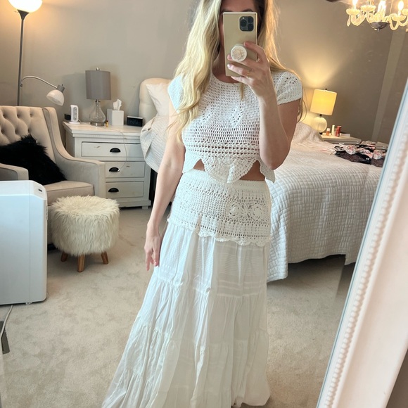Free People White Crochet Maxi Skirt - Picture 3 of 4